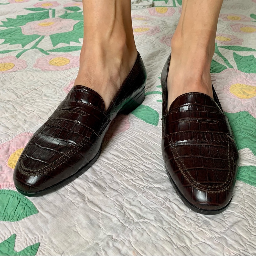 Etienne Aigner croc leather loafers